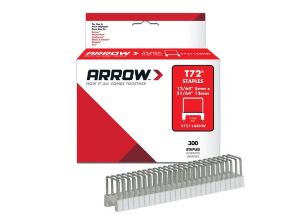 Arrow T72 Clear Insulated Staples 5 x 12mm (Box 300)