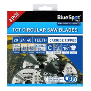 BlueSpot Tools 190mm Circular Saw Blade Set, 3 Piece