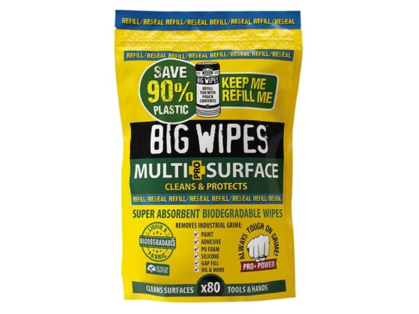Big Wipes Big Wipes Multi-Surface PRO+ Bio Wipes Refill Pouch of 80