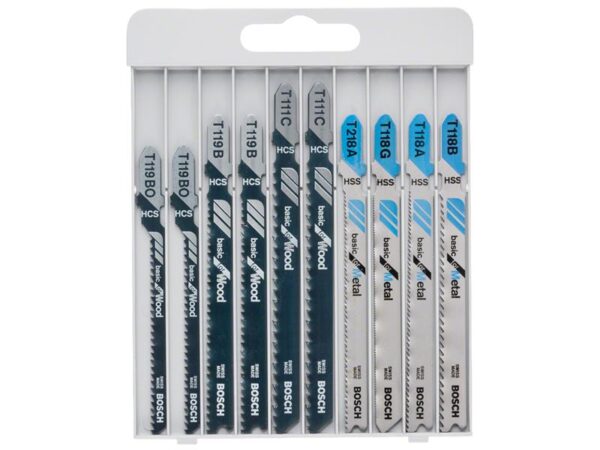 Bosch Powertool Accessories Basic for Wood and Metal Jigsaw Blade Set,10 Piece