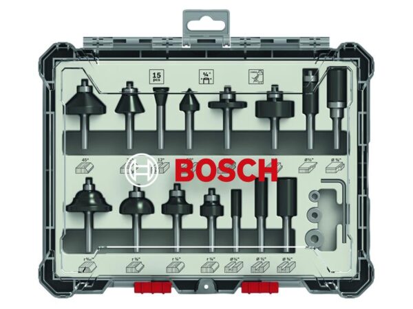 Bosch Powertool Accessories PRO Router Bit Mixed Set, 15 Piece