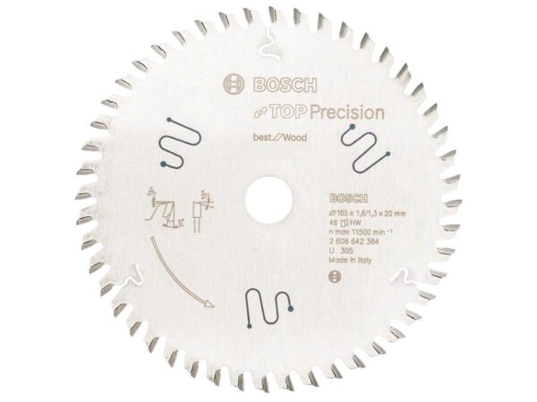 Bosch Powertool Accessories Best for Wood Circular Saw Blade 165 x 20mm x 48T