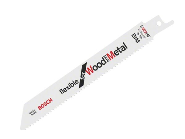 Bosch Powertool Accessories S 922 HF Flexible for Wood & Metal Blade 150mm 10 TPI (Pack 5)