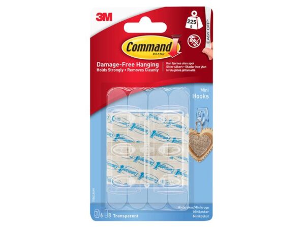 Command™ Clear Mini Hooks (Pack 6)
