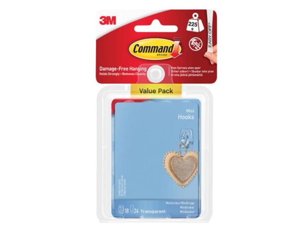 Command™ Clear Mini Hooks Value Pack (Pack 18)