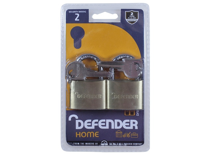 DEFENDER Brass Padlock Twin Pack 40mm - Image 2