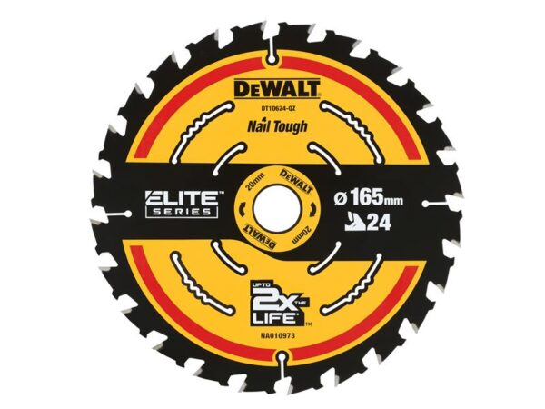 DeWALT Power Tools ELITE™ Series Framing Circular Saw Blade 165 x 20mm x 24T