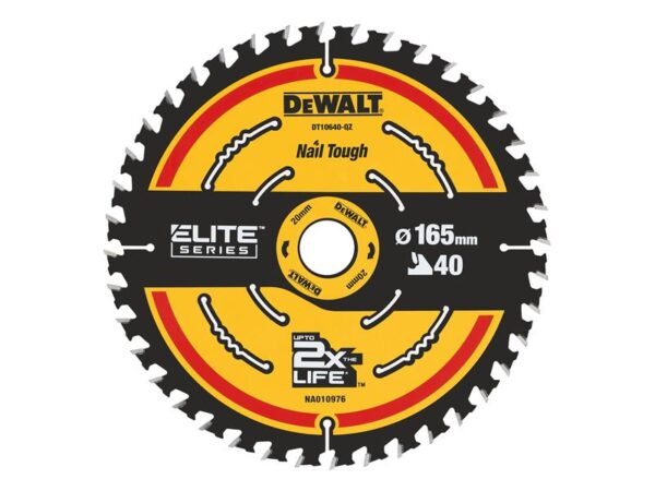 DeWALT Power Tools ELITE™ Series Framing Circular Saw Blade 165 x 20mm x 40T