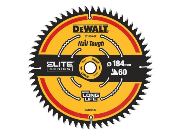 DeWALT Power Tools ELITE™ Series Mitre Saw Blade 184 x 16mm x 60T