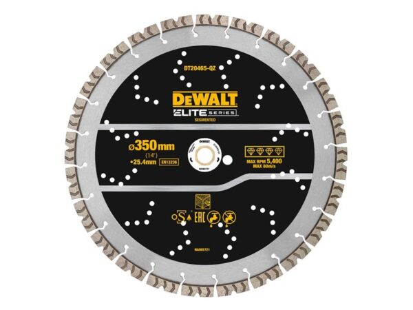 DeWALT Power Tools ELITE SERIES™ Rebar Concrete Diamond Wheel 350 x 25.4mm