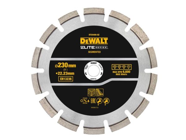 DeWALT Power Tools ELITE SERIES™ Asphalt Diamond Segmented Wheel 230 x 22.23mm