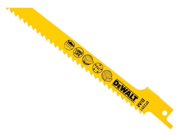 DeWALT Power Tools Bi-Metal Reciprocating Blade for Wood, Fine Fast Cuts 152mm x 6 TPI (Pack 5)