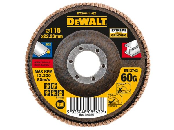 DeWALT Power Tools Extreme Flap Disc 115 x 22.2mm 60G