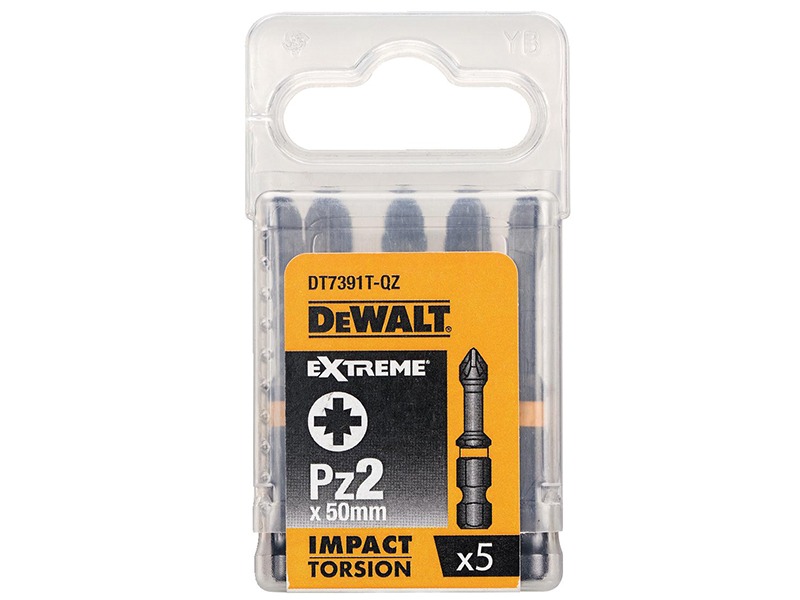 DeWALT Power Tools Extreme Impact Torsion Bits PZ2 x 50mm (Pack 5) - Image 2