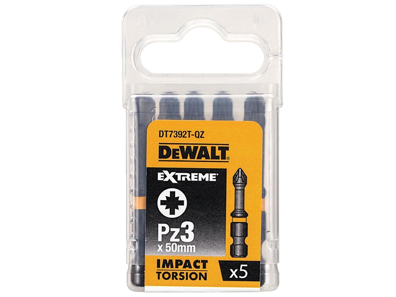 DeWALT Power Tools Extreme Impact Torsion Bits PZ3 x 50mm (Pack 5) - Image 2
