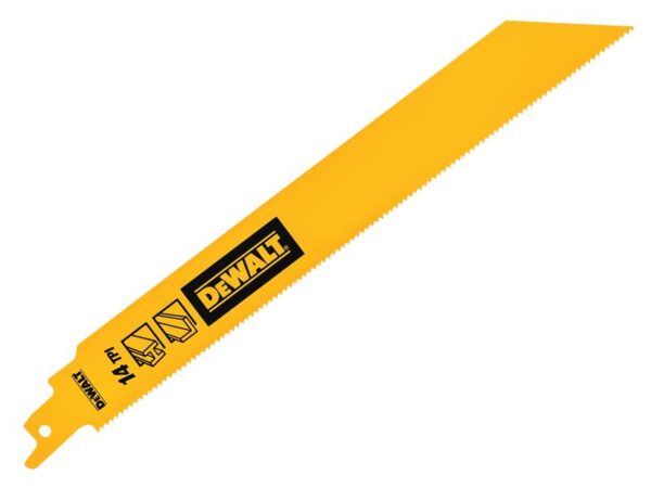 DeWALT Power Tools Bi-Metal 1in High Metal Reciprocating Blade 228mm x 14 TPI (Pack 5)