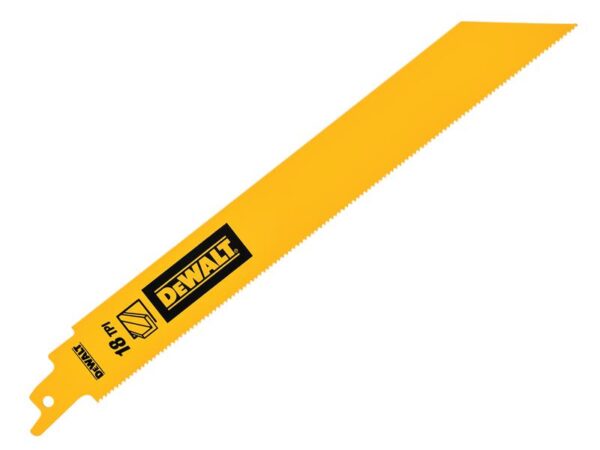 DeWALT Power Tools Bi-Metal 1in High Metal Reciprocating Blade 228mm x 18 TPI (Pack 5)