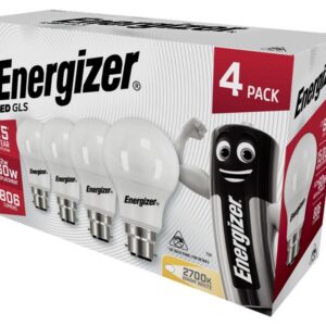 Energizer® LED BC (B22) Opal GLS Non-Dimmable Bulb, Warm White 806 lm 8.2W (Pack 4)