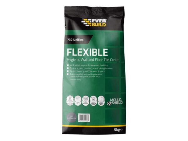 Everbuild Sika 730 Uniflex Hygienic Tile Grout Anthracite 5kg