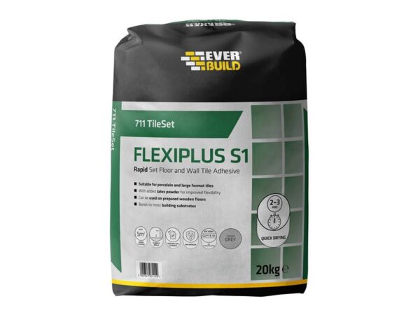 Everbuild Sika 711 TileSet Flexiplus Tile Adhesive Grey 20kg