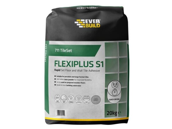 Everbuild Sika 711 TileSet Flexiplus Tile Adhesive White 20kg
