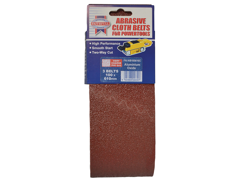 Faithfull Cloth Sanding Belt 610 x 100mm 60G (Pack 3) - Image 2