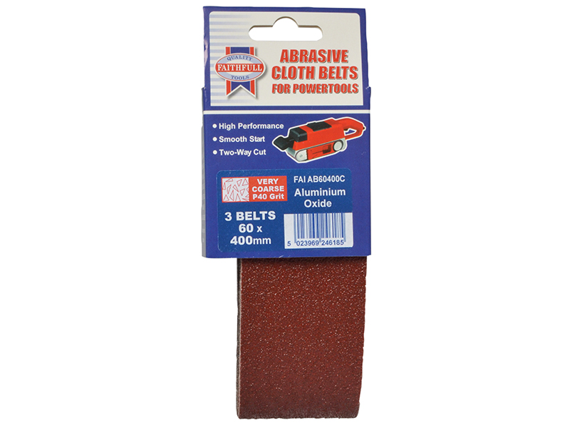 Faithfull Cloth Sanding Belt 400 x 60mm Coarse 60G (Pack 3) - Image 2