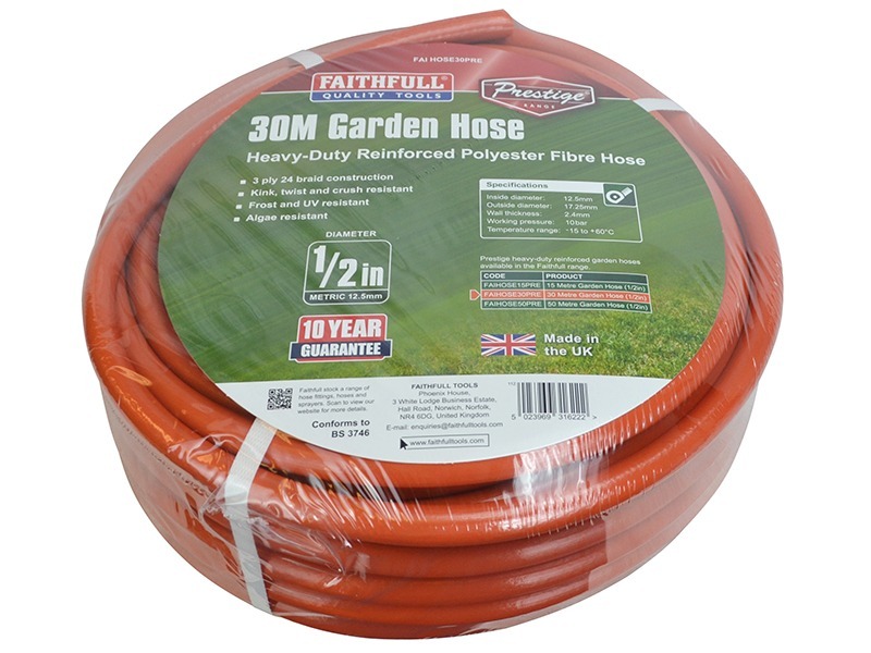 Faithfull Prestige Heavy-Duty Garden Hose 30m 12.5mm (1/2in) Diameter - Image 2