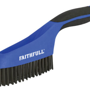 Faithfull Scratch Brush Soft Grip 4 x 16 Row Steel