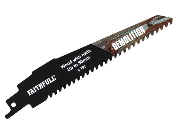 Faithfull S940HM Demolition Carbide Sabre Saw Blade 152mm x 6 TPI