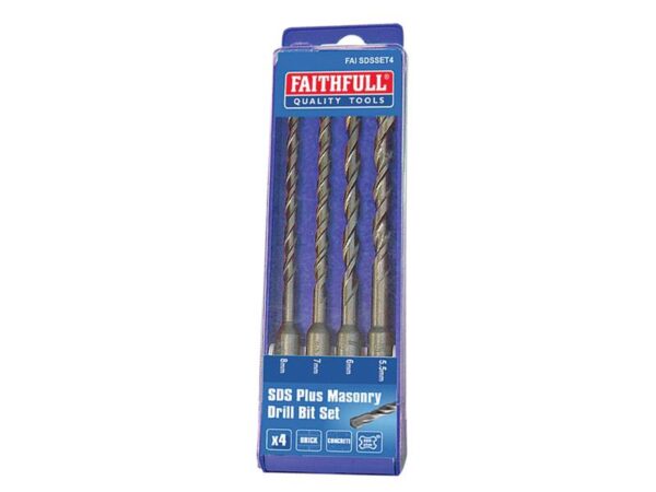 Faithfull SDS Plus Drill Bit Set, 4 Piece