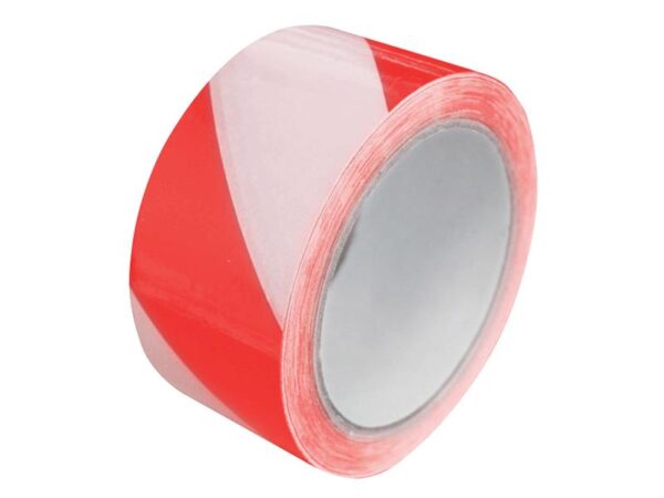 Faithfull Laminated Self-Adhesive Hazard Tape Red/White 50mm x 33m