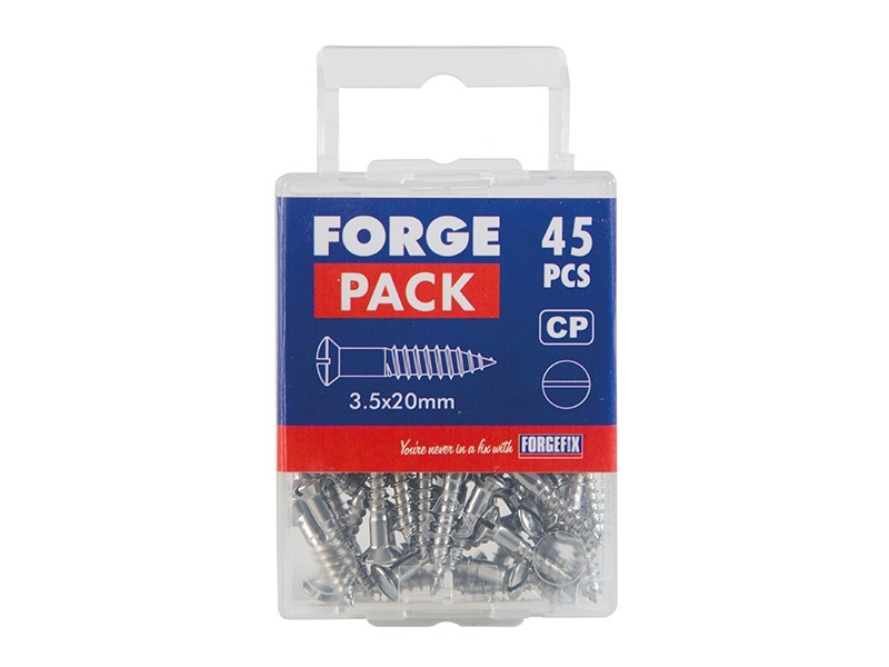 ForgeFix Multi-Purpose Screw SL Raised Head Chrome Plated 3.5 x 20mm ForgePack 45 - Image 2