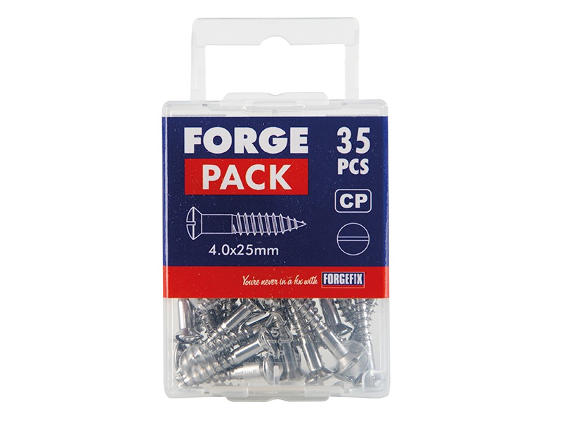 ForgeFix Multi-Purpose Screw SL Raised Head Chrome Plated 4.0 x 25mm ForgePack 35 - Image 2