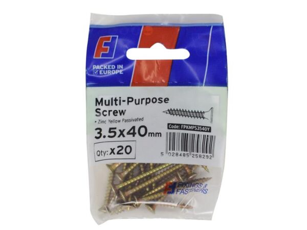 ForgeFix Multi-Purpose Pozi Screw CSK ST ZYP 3.5 x 40mm ForgePack 20