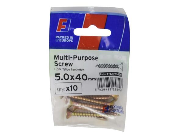 ForgeFix Multi-Purpose Pozi Screw CSK ST ZYP 5.0 x 40mm ForgePack 10