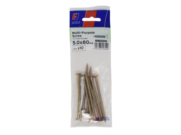 ForgeFix Multi-Purpose Pozi Screw CSK ST ZYP 5.0 x 80mm ForgePack 10