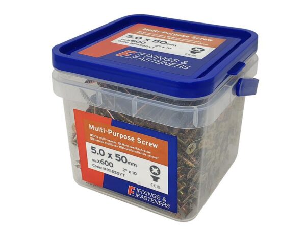 ForgeFix Multi-Purpose Pozi Compatible Screw CSK ST ZYP 5.0 x 50mm Tub 600