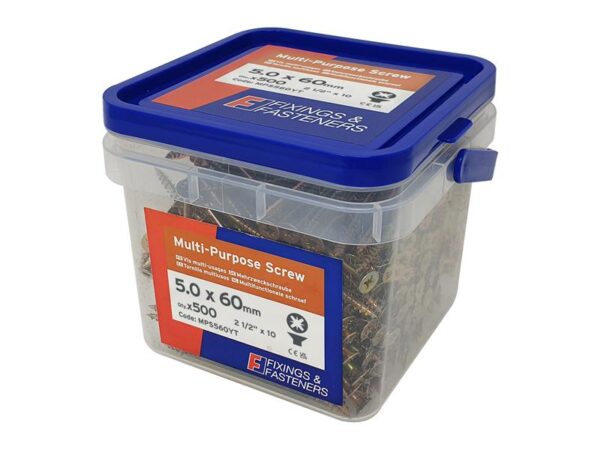 ForgeFix Multi-Purpose Pozi Compatible Screw CSK ST ZYP 5.0 x 60mm Tub 500