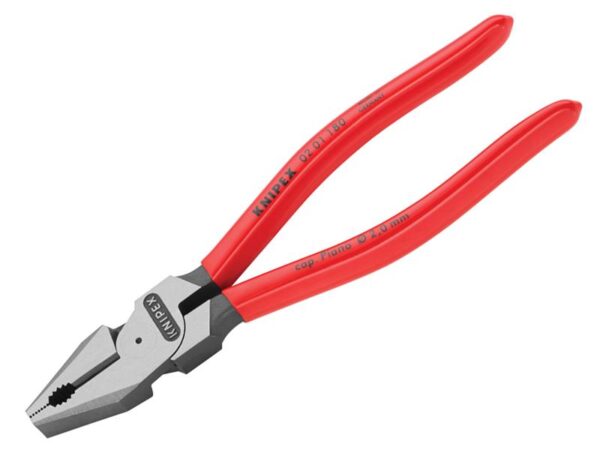 KNIPEX 02 01 180 High Leverage Combination Pliers Plastic Coated Grip 180mm