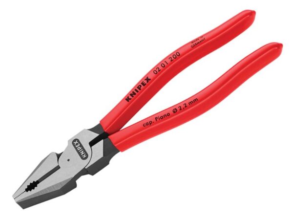 KNIPEX 02 01 200 High Leverage Combination Pliers Plastic Coated Grip 200mm