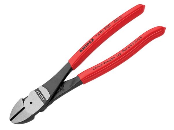 KNIPEX 74 01 200 High Leverage Diagonal Cutters Plastic Coated Grip 200mm