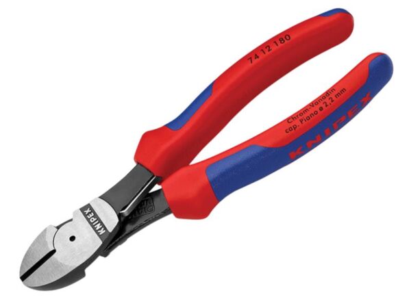 KNIPEX 74 12 180 High Leverage Diagonal Cutters Multi-Component Grip with Spring 180mm