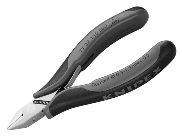 KNIPEX 77 32 115 ESD Electronics Diagonal Cutters Pointed Head, Small Bevel 115mm