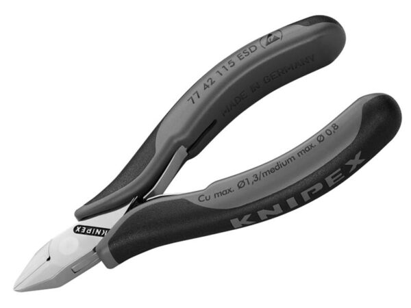 KNIPEX 77 42 115 ESD Electronics Diagonal Cutters Pointed Head, Non Bevelled 115mm