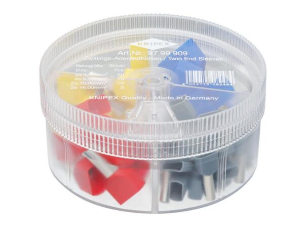KNIPEX 97 99 909 Insulated Twin Wire Ferrules Assortment Box, 45 Piece