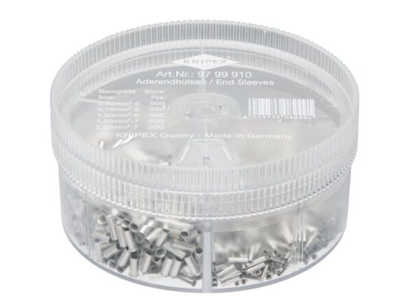 KNIPEX 97 99 910 Non-Insulated Wire Ferrules Assortment Box, 1,900 Piece