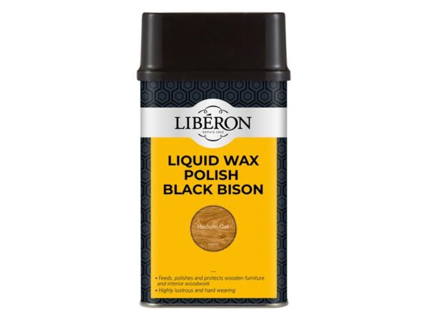Liberon Liquid Wax Polish Black Bison Medium Oak 500ml