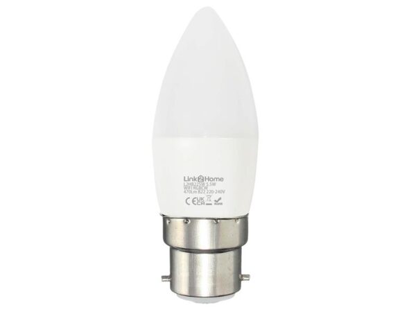 Link2Home Wi-Fi LED BC (B22) Opal Candle Dimmable Bulb, White + RGB 470 lm 5.5W