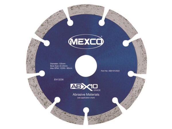 MEXCO Abrasive Materials X10 Grade Diamond Blade 125 x 22.23mm